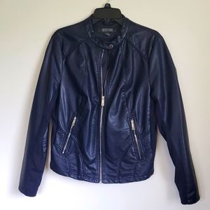 Women's navy faux leather jacket